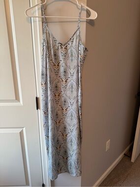O'Neill Light Blue and Cream Paisley Slip Midi Dress